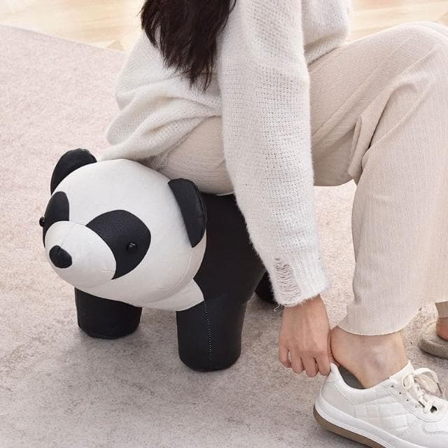 熊貓凳子卡通動物坐凳實木小凳子家用換鞋凳創意兒童矮凳喬遷禮物