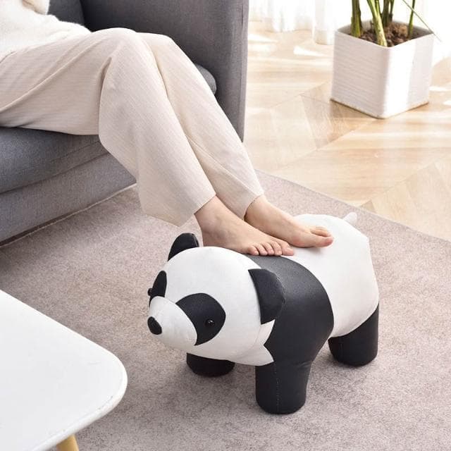 熊貓凳子卡通動物坐凳實木小凳子家用換鞋凳創意兒童矮凳喬遷禮物