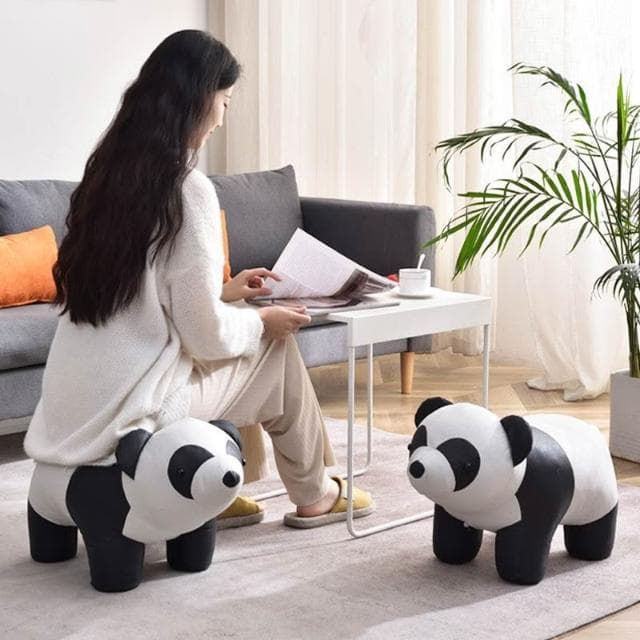 熊貓凳子卡通動物坐凳實木小凳子家用換鞋凳創意兒童矮凳喬遷禮物