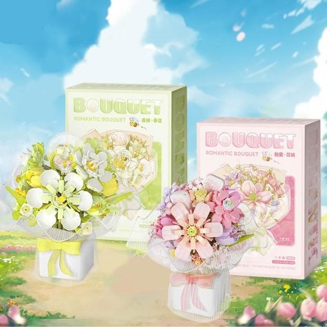 積木玩具 小顆粒積木 手捧花粉霧花嶼 森林來信 積木禮物擺件 創意花束積木花朵拼裝 積木花系列 /永生花系列
