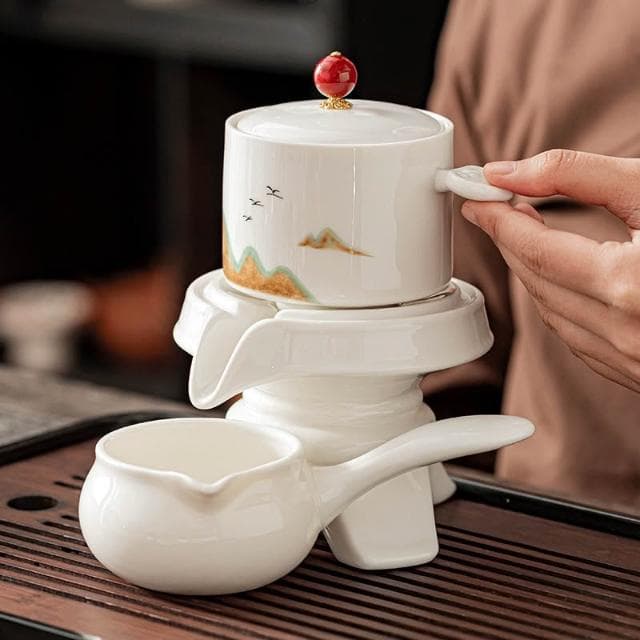 羊脂玉白瓷茶具套裝家用中式辦公泡茶蓋碗茶壺喝茶杯整套高檔禮盒