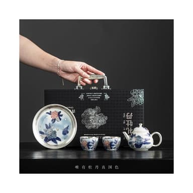 鎏銀茶具套裝掐絲高檔輕奢牡丹銀壺茶杯蓋碗中式功夫茶具送禮禮盒