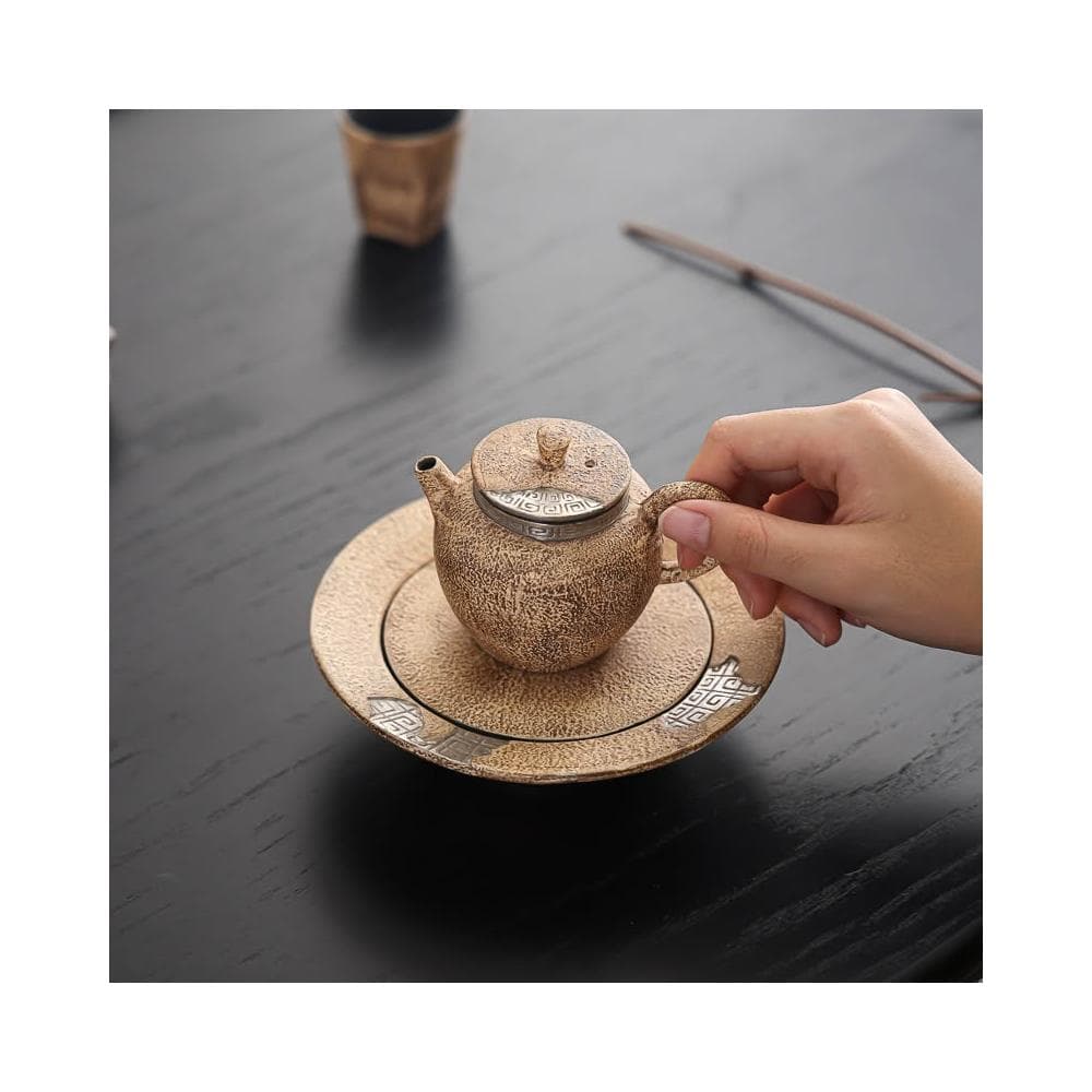 復古高顏值粉引紅儲水壺承陶瓷單茶臺小號幹泡盤建水鎏銀茶具配件