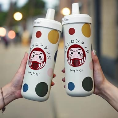 【longtanji】福氣1+1加倍組 隆探吉 316不銹鋼吸管杯 720ml ( 交換禮物 聖誕禮物 達摩不倒翁 福神 保溫杯 隨行杯 吸管杯 手搖杯 飲料杯 環保杯 不鏽鋼保溫杯 探吉 五吉)