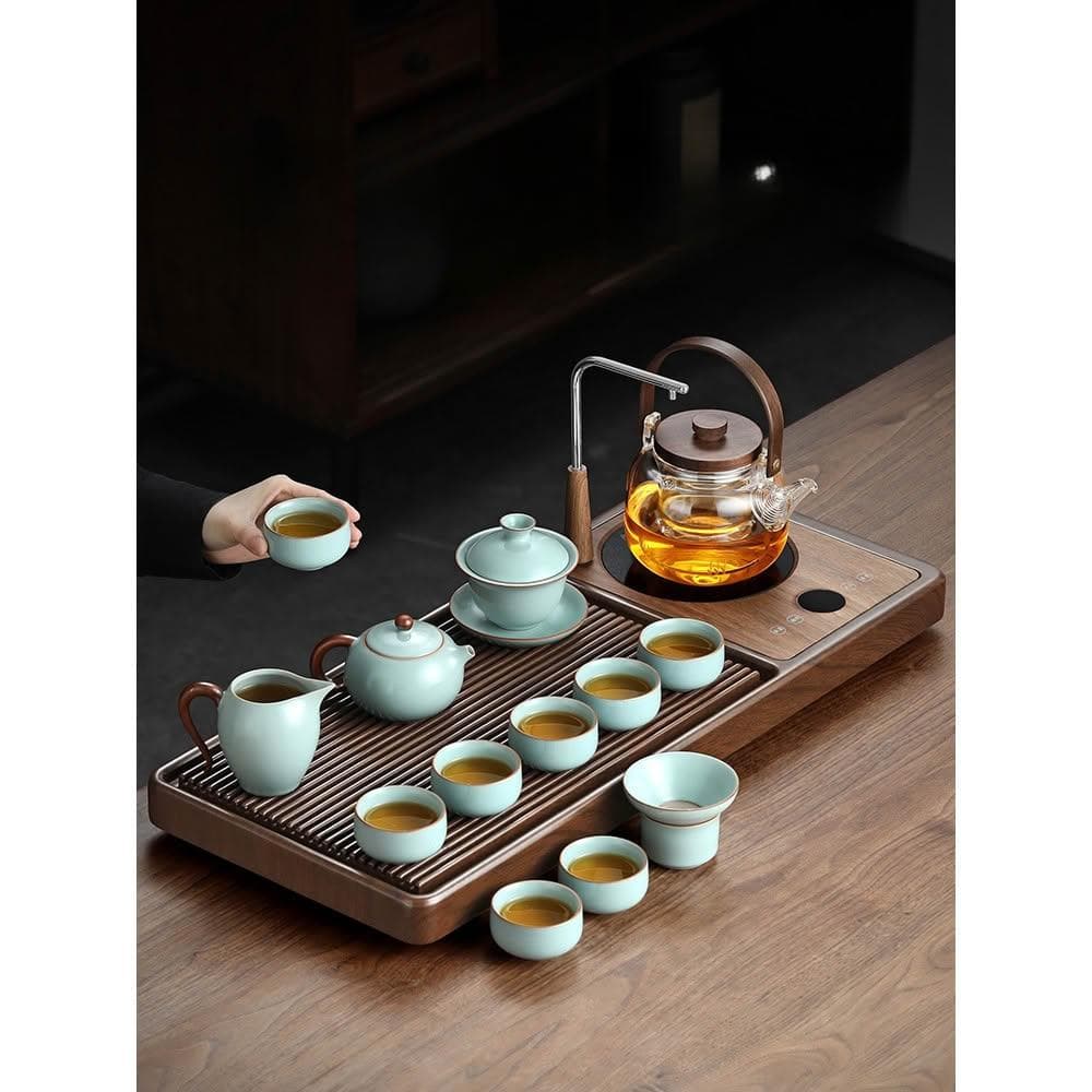 茶盤 汝窯茶具套裝家用一整套輕奢高檔客廳小型自動茶盤茶台燒水壺一體