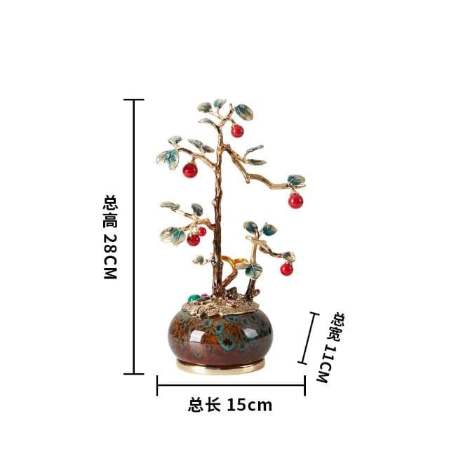 琺瑯彩聚寶盆發財樹擺件招財聚財客廳辦公室裝飾品喬遷新居禮物