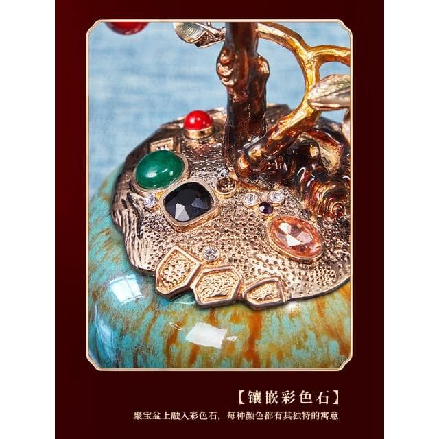 琺瑯彩聚寶盆發財樹擺件招財聚財客廳辦公室裝飾品喬遷新居禮物