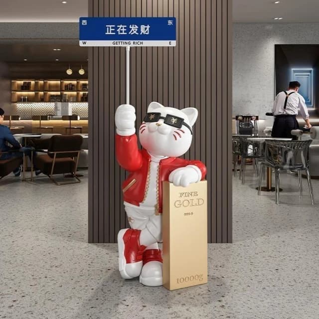 ✨廠家直銷✨ 招財貓發財大型落地擺件 公司前台擺件 客廳高檔店鋪門口裝飾品 開業禮物