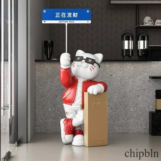 ✨廠家直銷✨ 招財貓發財大型落地擺件 公司前台擺件 客廳高檔店鋪門口裝飾品 開業禮物