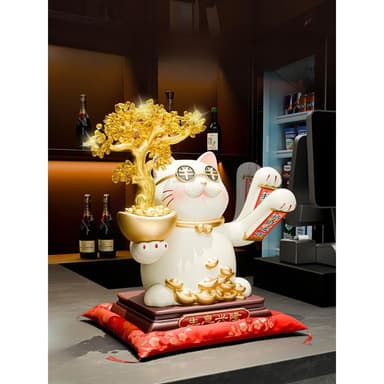 忠歌開業禮物自動搖手招財貓店鋪前臺收銀發財樹聚財擺件高檔禮品