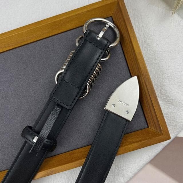 【EMMA SUE】腰帶  個性腰帶 真皮皮帶 高級感 牛皮腰帶 精品皮帶 褲帶 黑色皮帶 圓頭腰帶 銀扣皮帶 皮帶 女皮帶 生日禮物