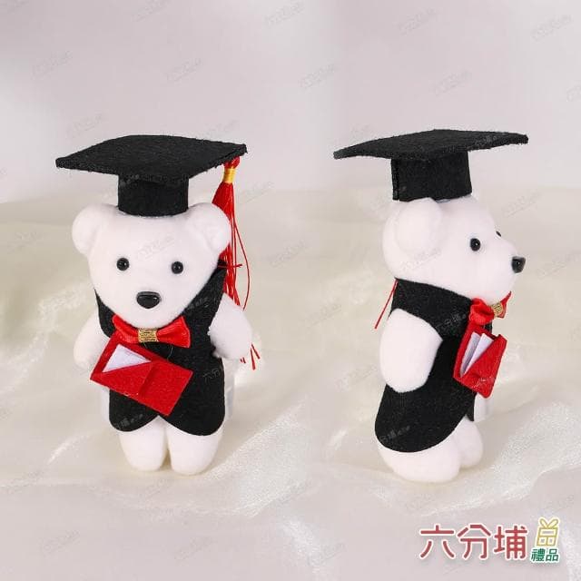 【六分埔禮品】LED畢業小熊拿證書33cm-附提袋(擺飾畢業禮物可愛小熊花束畢業熊娃娃學士帽)