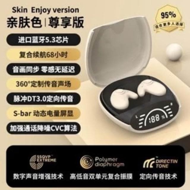 骨傳導藍芽耳機 不入耳超薄無線耳機 迷你睡眠耳機 藍牙耳機 降噪藍芽耳機 超長續航藍芽5.3音樂耳機 骨傳導