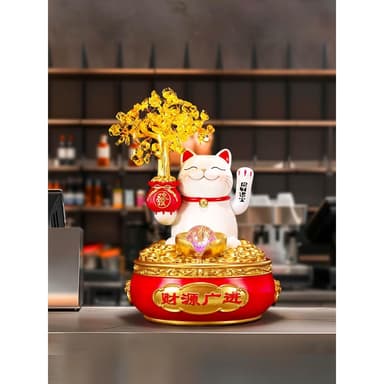 發財樹招財貓擺件客廳辦公室招財進寶發光流水裝飾工藝品開業禮物