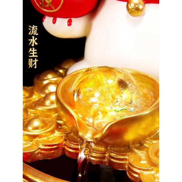 發財樹招財貓擺件客廳辦公室招財進寶發光流水裝飾工藝品開業禮物