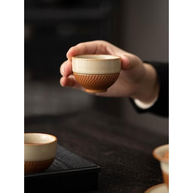 汝窯跳刀茶具套裝高檔辦公室蓋碗泡茶杯整套高端功夫茶具