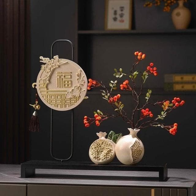 擺件 新中式石榴多子多福創意電視櫃玄關裝飾品擺件喬遷禮物新居禮品