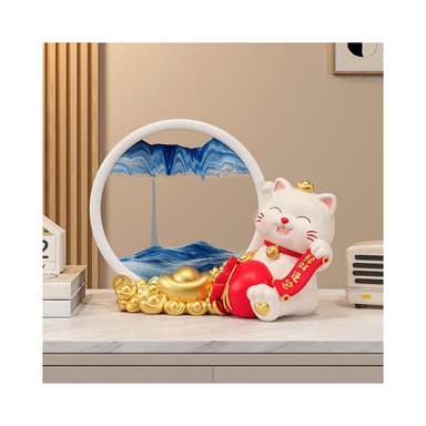 招財貓 擺飾 流沙畫 入厝禮物 玄關擺件 招財擺飾 入厝禮物 家居客廳裝飾品  流沙畫玻璃沙漏