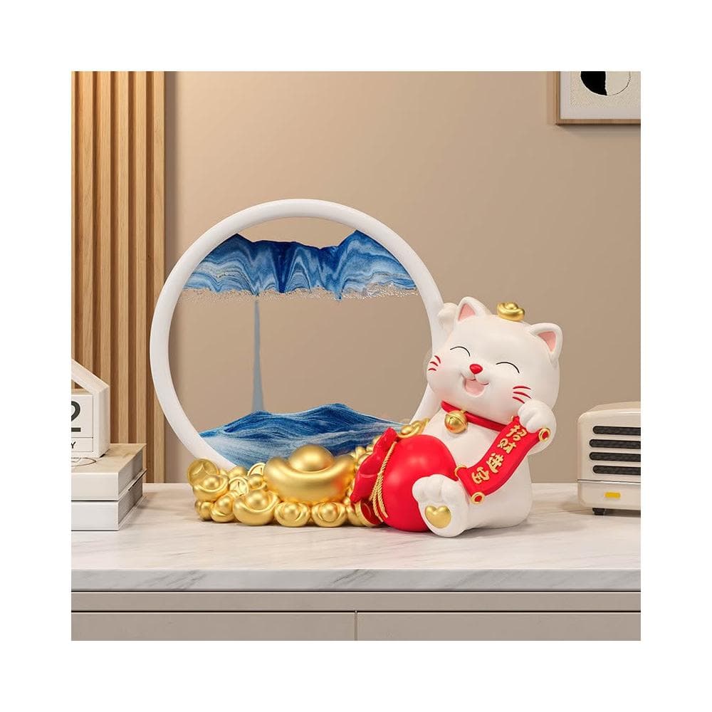 招財貓 擺飾 流沙畫 入厝禮物 玄關擺件 招財擺飾 入厝禮物 家居客廳裝飾品  流沙畫玻璃沙漏