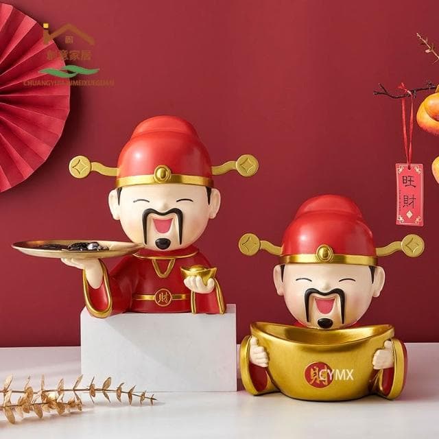 財神爺擺件 招財擺飾 入厝禮物 玄關擺件 鑰匙收納 玄關收納  交換禮物 酒櫃電視櫃裝飾品 開業禮品