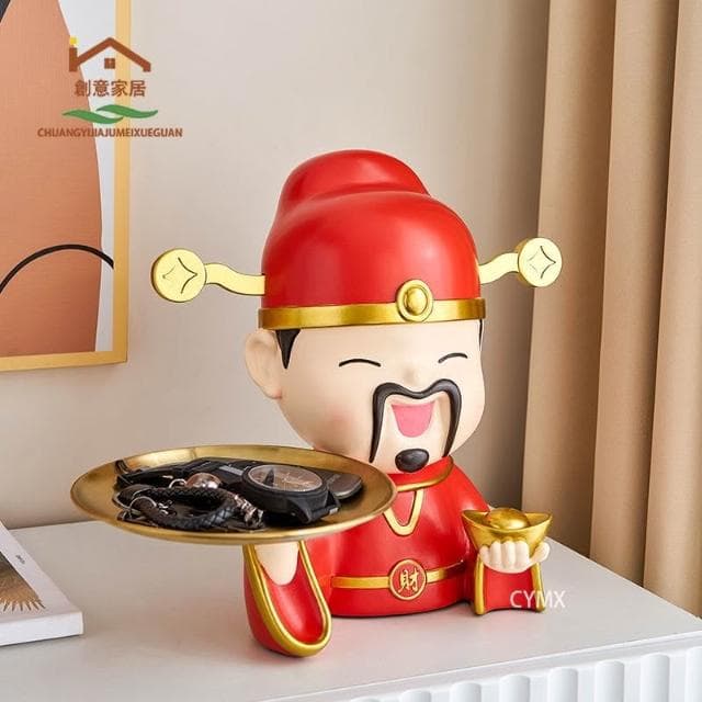 財神爺擺件 招財擺飾 入厝禮物 玄關擺件 鑰匙收納 玄關收納  交換禮物 酒櫃電視櫃裝飾品 開業禮品