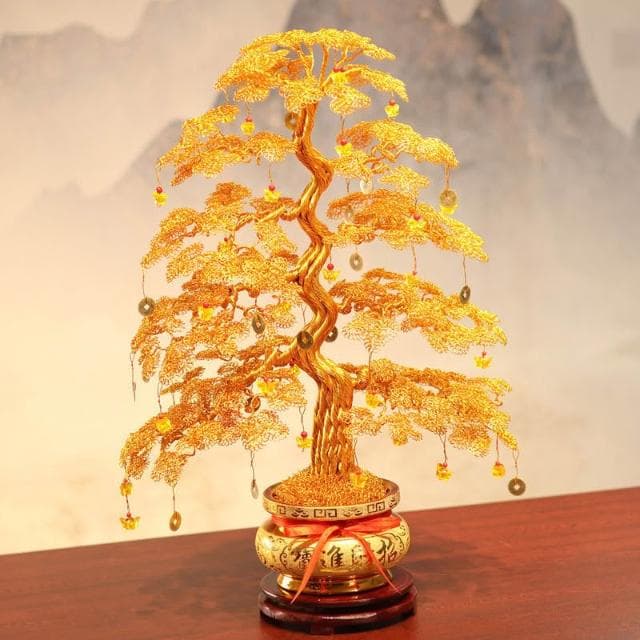 DIY 手工鋁線編織金錢樹 招財樹 搖錢樹 招財擺飾 風水擺件 開幕送禮 手工發財樹店鋪招財傢居裝飾擺件