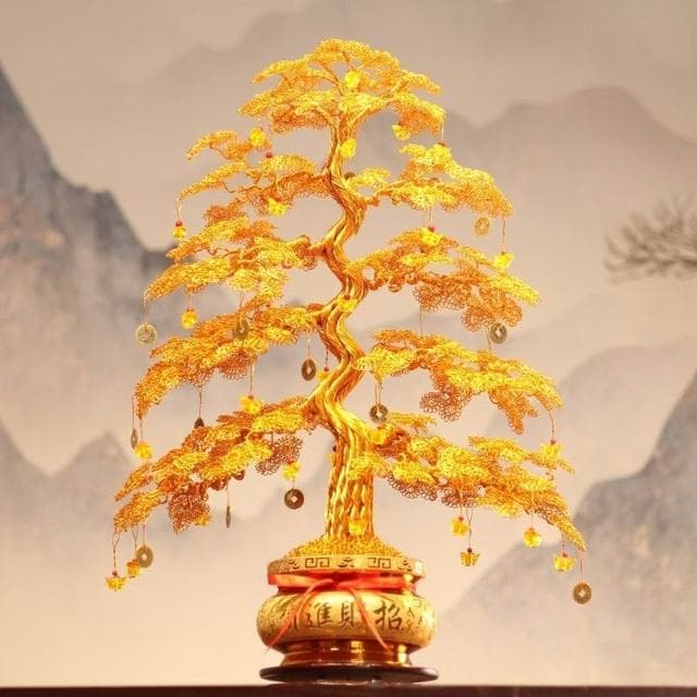 DIY 手工鋁線編織金錢樹 招財樹 搖錢樹 招財擺飾 風水擺件 開幕送禮 手工發財樹店鋪招財傢居裝飾擺件