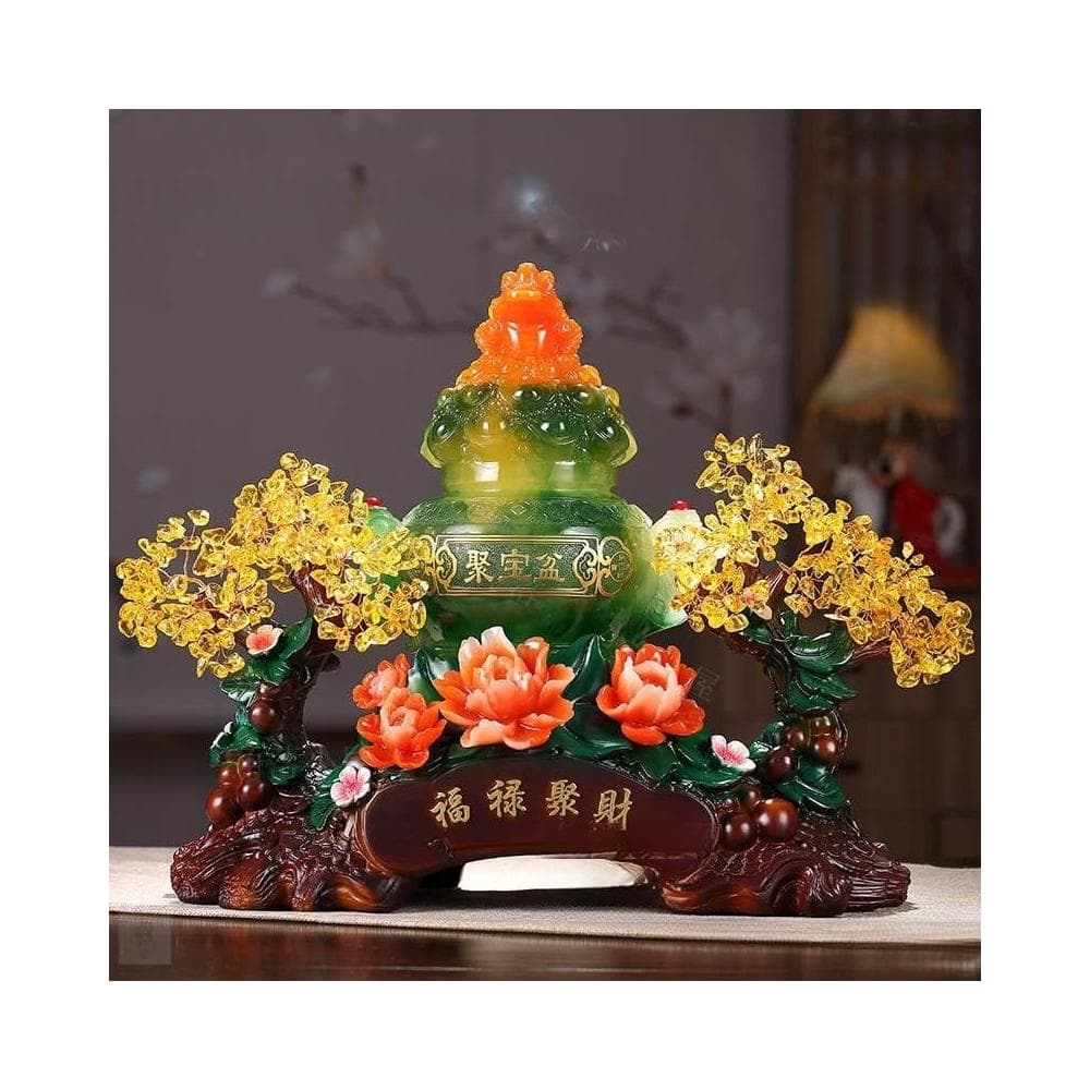 ⭐ 免運 招財金蟾聚寶盆 水晶髮財樹 招財擺件 招財擺飾 客廳擺件 玄關擺飾 辦公室擺飾 入厝禮物 開店送禮 開幕送禮