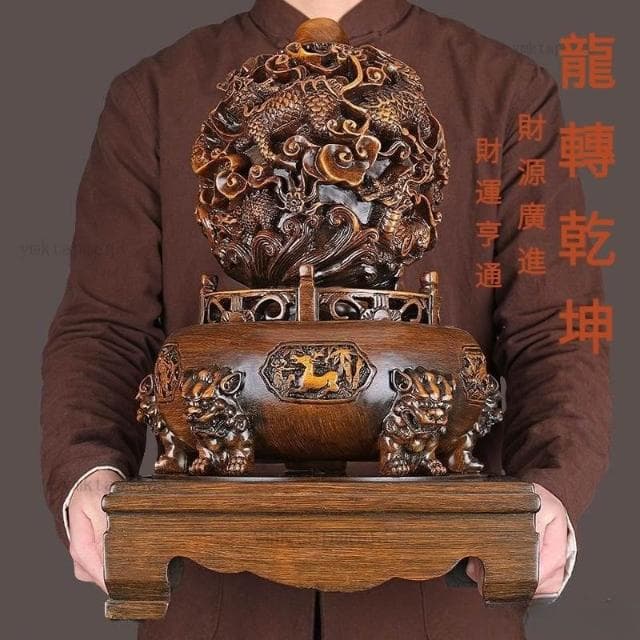 ⭐免運 開光 龍轉乾坤鼎擺件 風水球 風水招財 風水擺件 聚寶盆 招財擺飾 開幕送禮 聚財招財 擺飾 時來運轉 入厝禮物