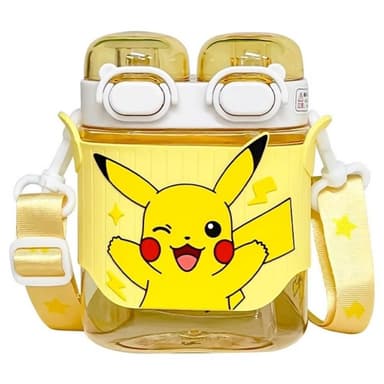 【POKEMON 精靈寶可夢】皮卡丘 蜜蜜太空雙飲吸管杯 570ml (掛繩方形吸管水壺 正版授權 運動水壺 兒童水壺 隨身水壺 隨身杯 大容量水瓶 母嬰Tritan材質 送禮 生日禮物 交換禮物 聖誕禮物 )57#3