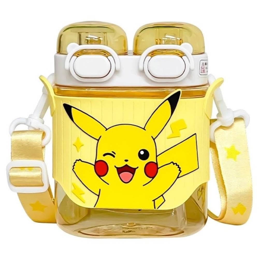【POKEMON 精靈寶可夢】皮卡丘 蜜蜜太空雙飲吸管杯 570ml (掛繩方形吸管水壺 正版授權 運動水壺 兒童水壺 隨身水壺 隨身杯 大容量水瓶 母嬰Tritan材質 送禮 生日禮物 交換禮物 聖誕禮物 )57#3