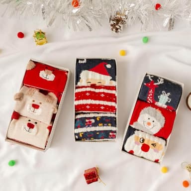 【MUMUSHOP】MUMU TM00997 聖誕襪抱抱禮盒3件組 襪子 中筒襪 可愛襪子 棉質長襪 聖誕交換禮物 多色襪 休閒 撞色襪