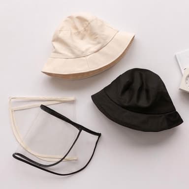 【MUMUSHOP】MUMU TM01153 兩用漁夫帽  面罩可拆 杏色 黑色 成人 兒童 遮陽帽 防飛沫 防疫帽 親子裝 聖誕交換禮物