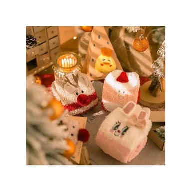 【MUMUSHOP】MUMU TM00980 聖誕交換禮物 可愛動物珊瑚絨暖暖襪。送紙盒  暖暖襪 加厚款 毛襪 冬天睡覺 女襪