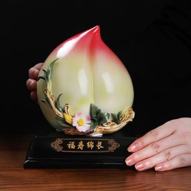 陶瓷送長輩福壽綿長裝飾壽桃禮品擺件過大壽材質 客廳祝壽