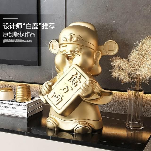 棕櫚樹創意財神爺辦公室傢用桌麵擺件裝飾品禮物客廳招財傢居禮品