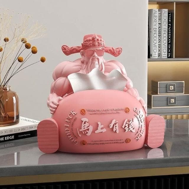 棕櫚樹國潮肌肉財神紙巾盒擺件客廳傢用創意抽紙盒喬遷新年禮物