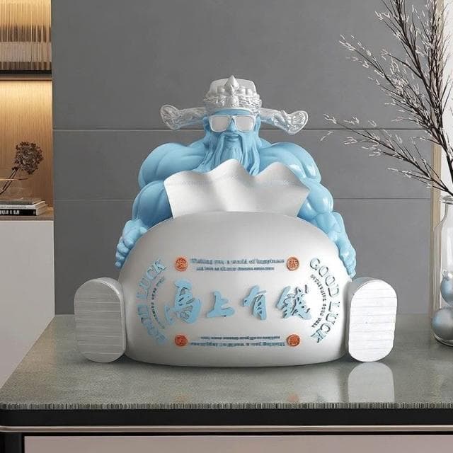 棕櫚樹國潮肌肉財神紙巾盒擺件客廳傢用創意抽紙盒喬遷新年禮物