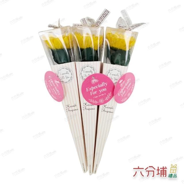 【六分埔禮品】29cm向日葵香皂花束甜筒盒裝-3入組-多款任選(擺飾畢業禮物畢業典禮太陽花人造花單支單朵裝)