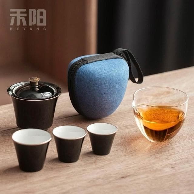 陶瓷快客杯一壺三杯便攜旅行隨身泡茶壺戶外旅遊出差茶具旅行裝