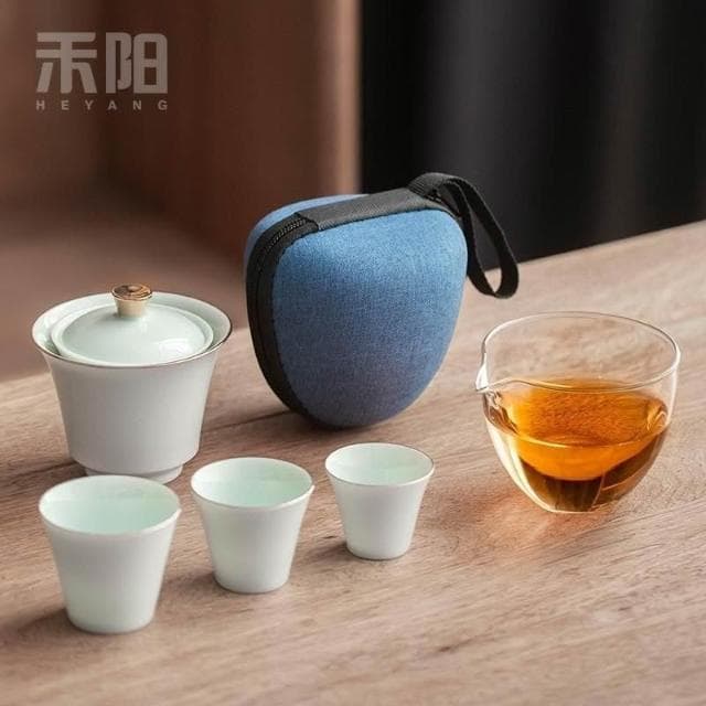 陶瓷快客杯一壺三杯便攜旅行隨身泡茶壺戶外旅遊出差茶具旅行裝