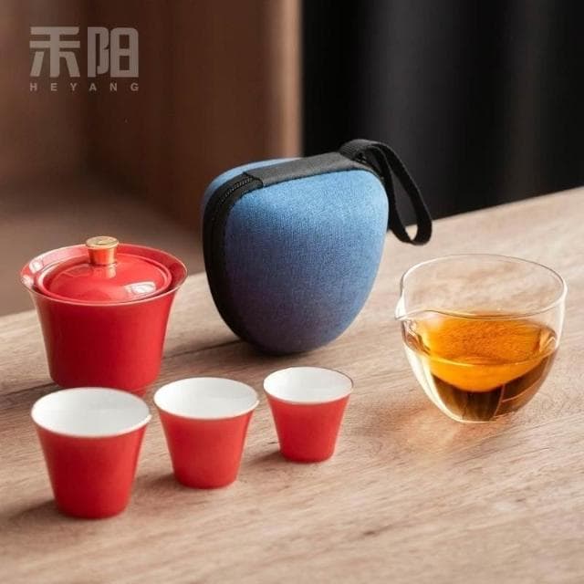 陶瓷快客杯一壺三杯便攜旅行隨身泡茶壺戶外旅遊出差茶具旅行裝