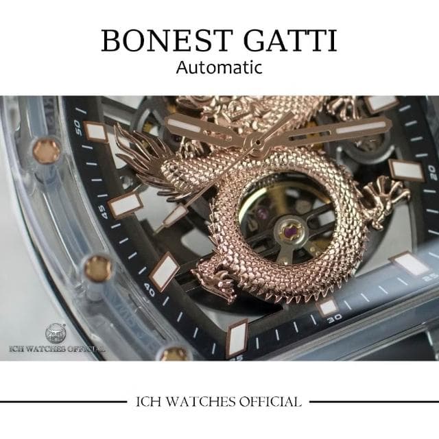 【BONEST GATTI】ICHco 實體門市 德國Bonest Gatti 酒桶錶系列BG9980-A1鏤空機械錶-男錶女錶手錶RM錶運動錶生日禮物情人節禮物