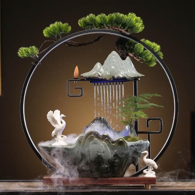 創意流水生財迴圈水招財噴泉辦公室桌面倒流香爐擺件開業喬遷禮物