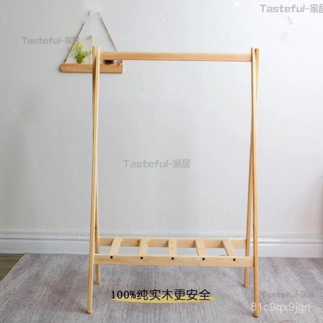 實木兒童落地衣架ins小孩寶寶小衣櫃房間置物架嬰幼兒園掛衣架 兒童衣帽架落地 掛衣架 幼兒衣物收納置物架