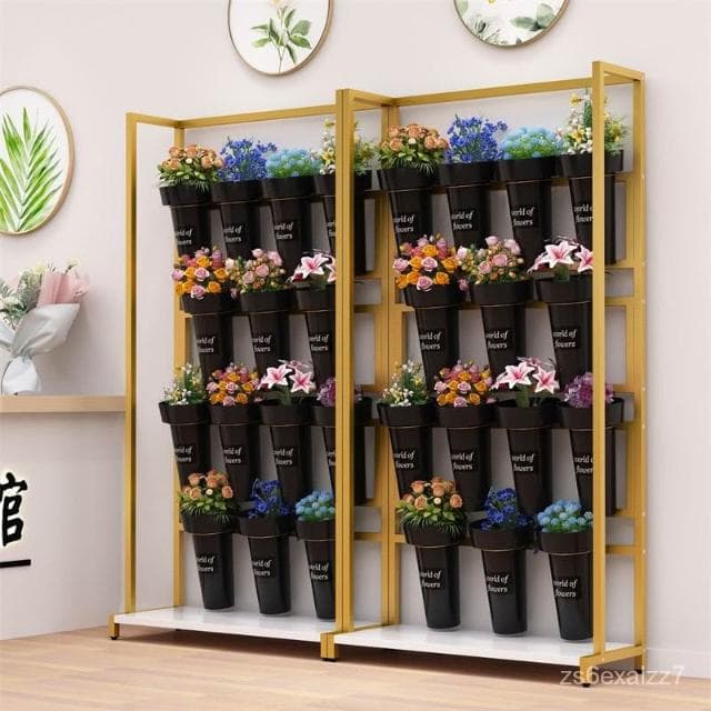 免運 北歐鐵藝花店花架 多層賣花擺攤展示架 可移動鮮花醒花階梯式花桶架 層架 盆栽置物架 植物架子 裝飾置物架