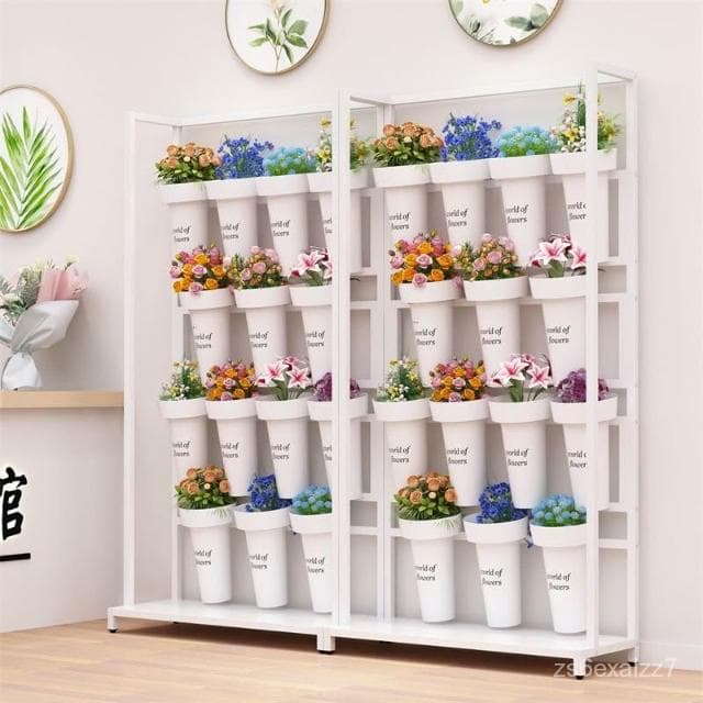 免運 北歐鐵藝花店花架 多層賣花擺攤展示架 可移動鮮花醒花階梯式花桶架 層架 盆栽置物架 植物架子 裝飾置物架