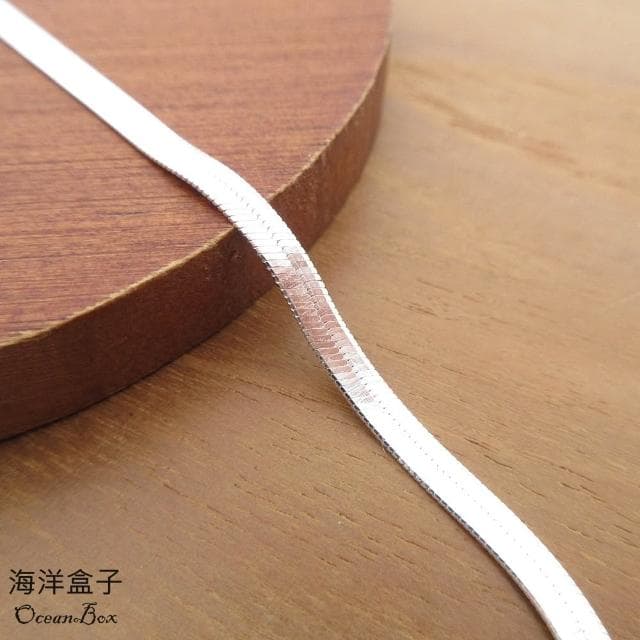 【海洋盒子】3MM寬。軟蛇骨刀片鍊925純銀項鍊.女用單戴鍊
