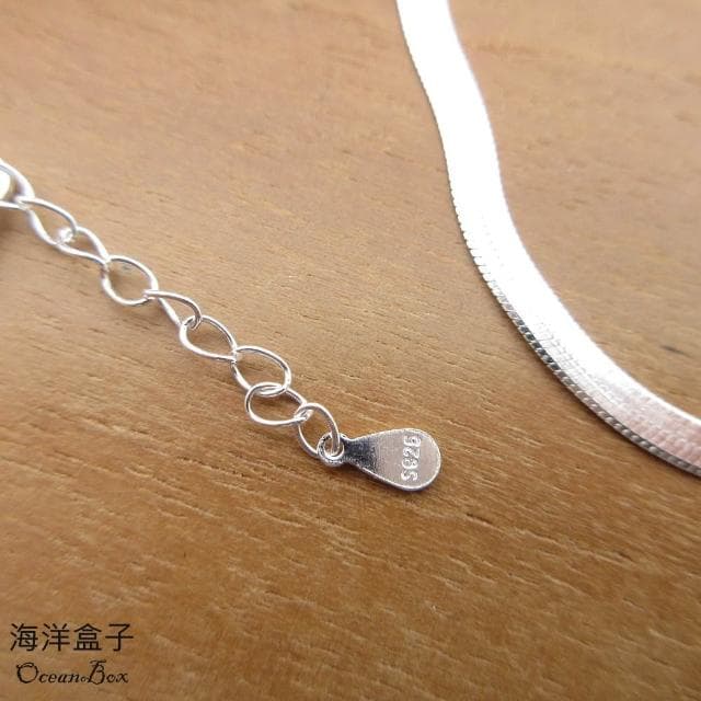 【海洋盒子】3MM寬。軟蛇骨刀片鍊925純銀項鍊.女用單戴鍊