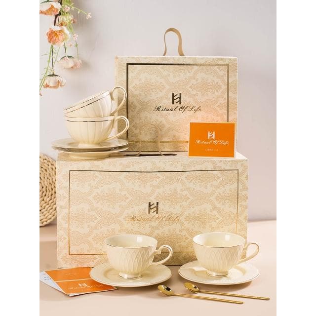 精緻咖啡杯碟套裝陶瓷杯子伴手禮結婚喬遷禮盒生日新婚禮物送女友